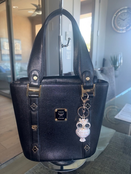 MCM Handbags - MCM Black Leather Satchel with Gold-Tone Hardware
